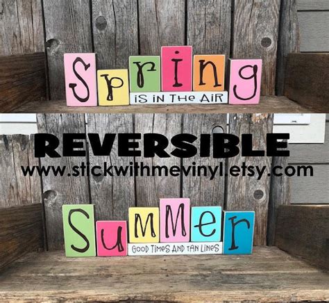 Summer decor reversible blocks summer summer blocks summer | Etsy | Summer wood sign, Reversible ...
