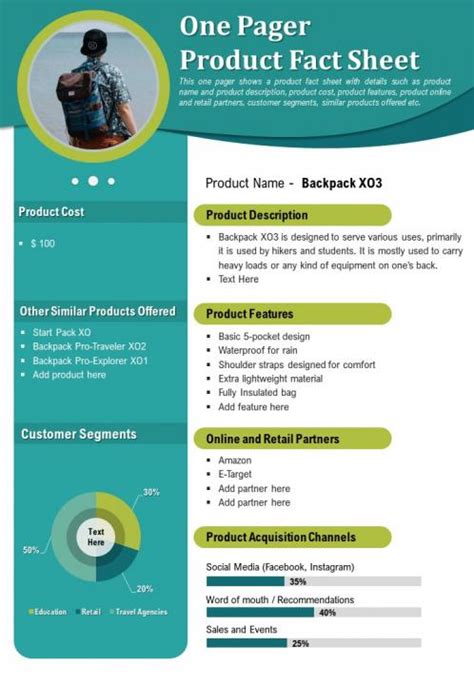 One Pager Product Fact Sheet Presentation Report Infographic PPT PDF