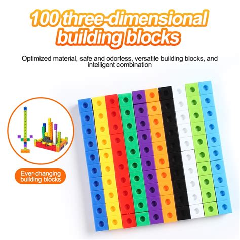 Numberblocks 100pcs 2cm Linking Cubes Blocks Color Manipulatives Unifix