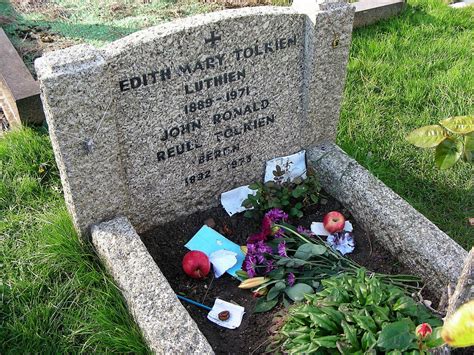 After three years in south africa, he. J.R.R. Tolkien's grave, Wolvercote Cemetery, Oxford, UK ...