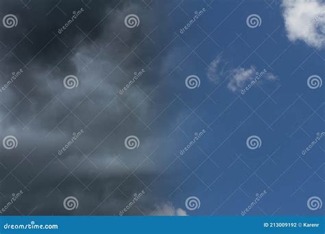 Stormy Clouds Turning Into A Sunny Clear Day Background Stock Photo
