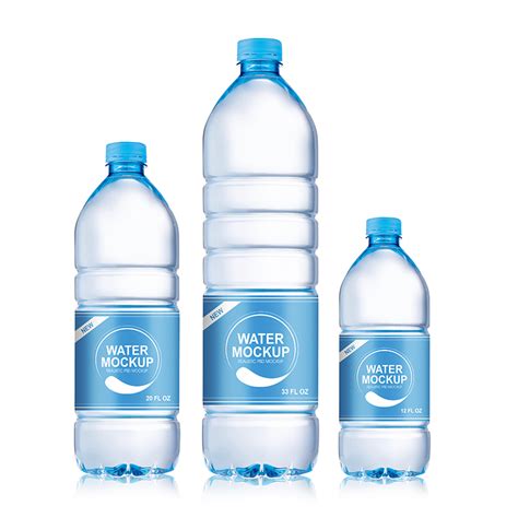 Packreate Mineral Water Plastic Bottle Psd Mockup 3 Sizes