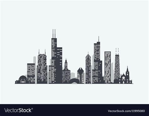 Chicago Skyline Silhouette Royalty Free Vector Image