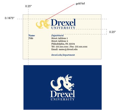 Yes college students need business cards too. Administrative Stationery | Identity | Drexel University