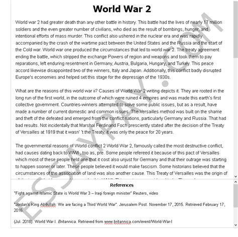 World War Essay Example For Free Words Essaypay