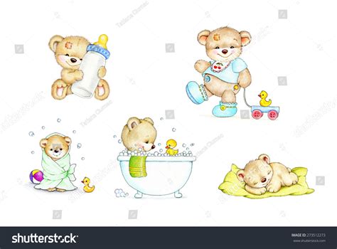 Set Cute Baby Teddy Bears Stock Illustration 273512273