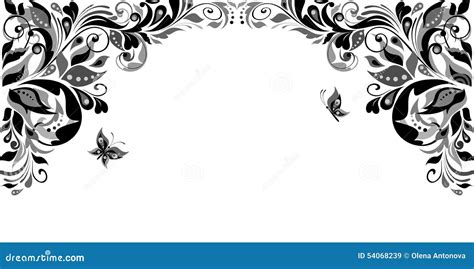 Vintage Floral Heading Black And White Stock Vector Image 54068239