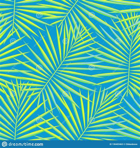 Tropical Palm Leaves Pattern Seamless Background Exotic Fashion Trendy