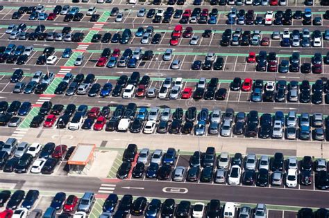 Aerial View Of Car Crowded Parking Lot Stock Photo Image Of Parking