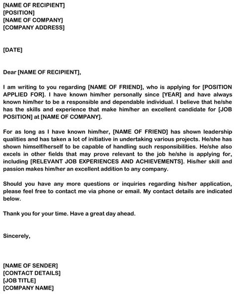 Personal Letter Of Recommendation Templates Database Letter Template