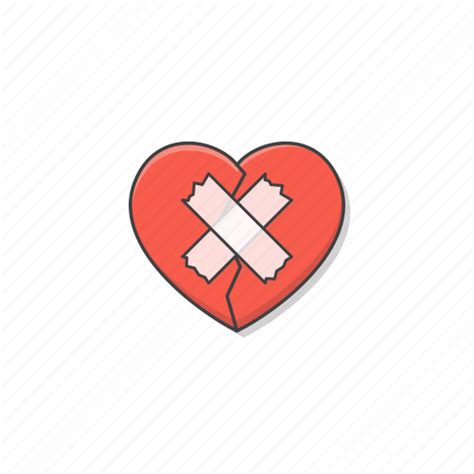 Broken Heart Plaster Injury Love Valentine Romance Icon