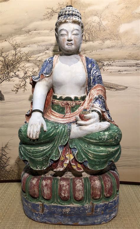 Antique Japanese Wooden Buddha Statue Kuraya