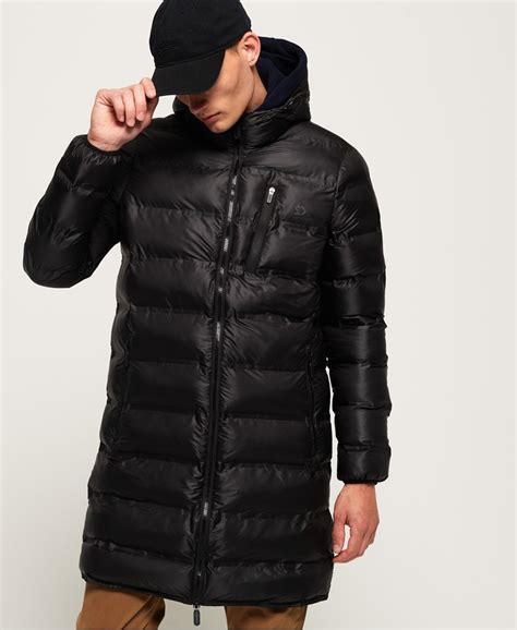 Mens Echo Quilt Longline Puffer Coat In Jet Black Superdry Uk