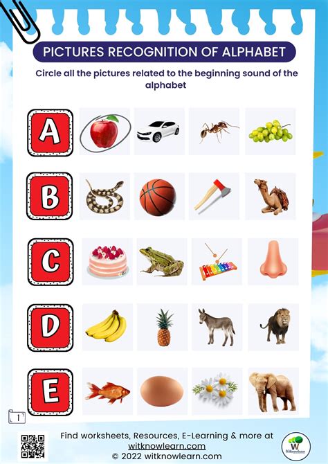 Alphabet Matching With Pictures Worksheet Worksheets For Kindergarten