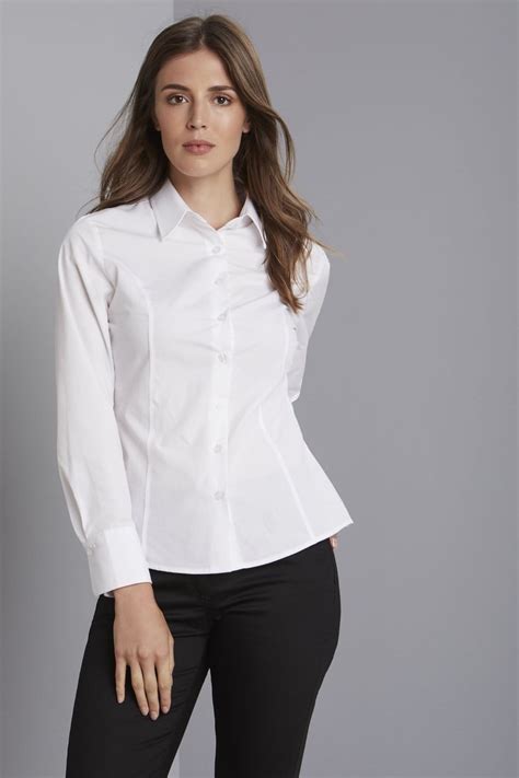 Womens Essentials Long Sleeve Shirt White Simon Jersey