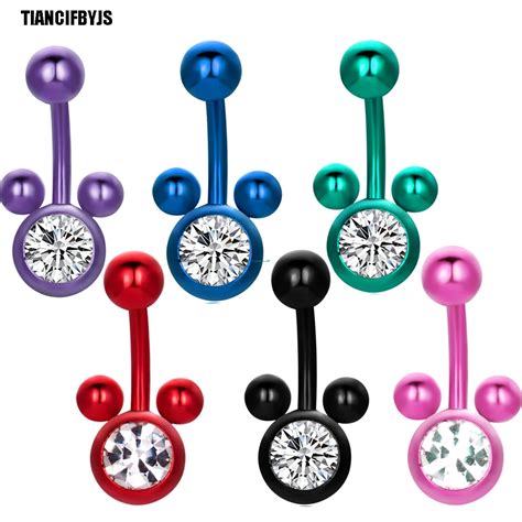 TIANCIFBYJS 316L Stainless Steel Body Jewelry 14g Belly Button Rings