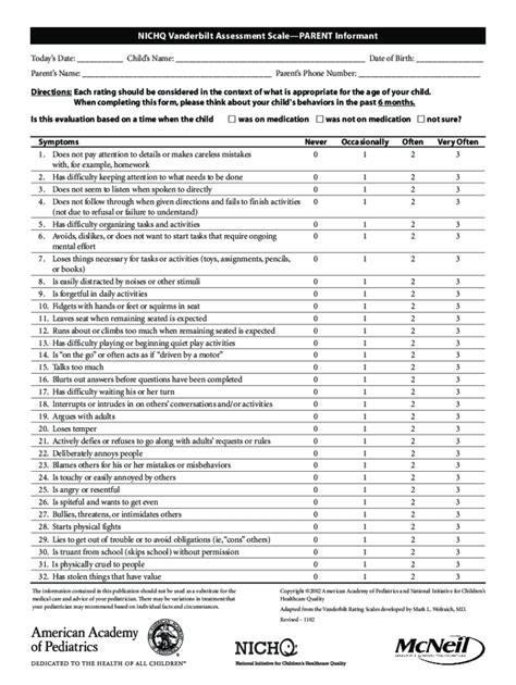 Vanderbilt Assessment Scale Fill Out And Sign Online Dochub