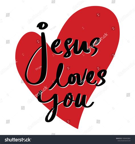 Jesus Loves You Lettering Calligraphy In Shape Royalty Free Stock