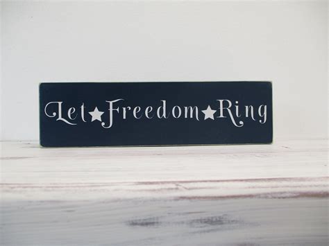 Let Freedom Ring Wood Sign Patriotic Wall Plaque Etsy