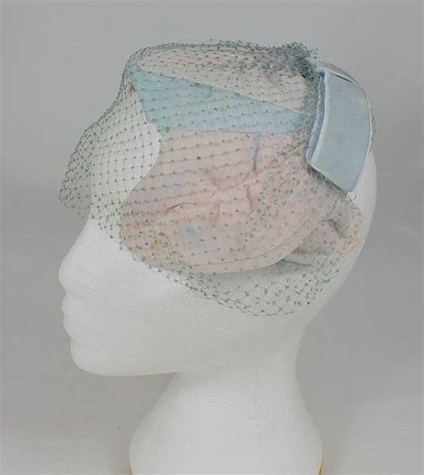 Vintage Hat Blue And Pink With Veil Netting And Velveteen Etsy Hats
