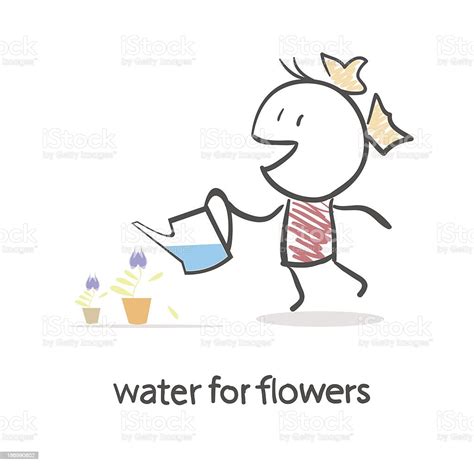 Girl Watering Flowers Stock Illustration Download Image Now Child
