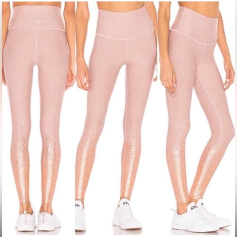 Beyond Yoga Alloy Speckled Gold Metallic Blush Ombre High Waisted Ankle Legging Ebay
