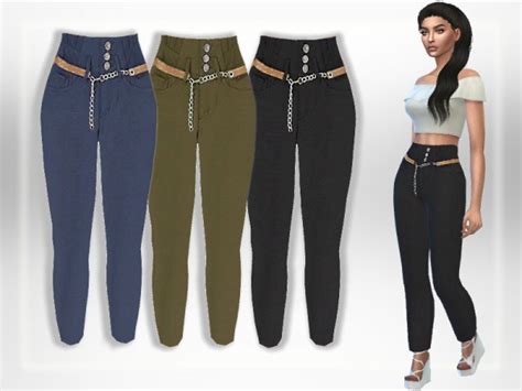 The Sims Resource Belted Pants By Puresim • Sims 4 Downloads