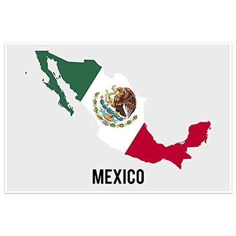 Mexico Flag With Country Shape Wall Art Poster Handmade
