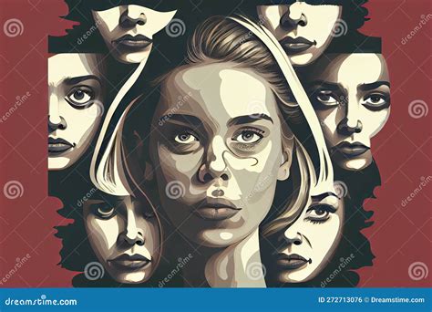 An Illustration Of A Woman S Face Surrounded By Different Faces Each Representing Her Many