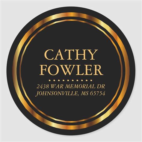 Therefore, you should only trust gold image printing when it comes to the printing of stickers. Round Circle Address - Black and Gold Classic Round ...