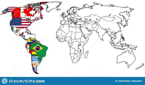Organization Of American States Territory On World Map Stock