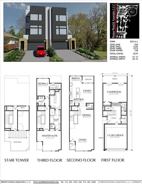 Modern Narrow Lot House Plans Townhome Townhomes E0116 Brownstone