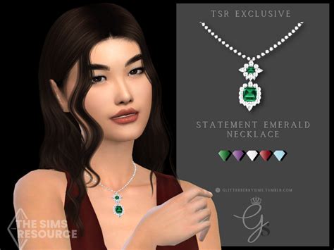Statement Emerald Necklace By Glitterberryfly From Tsr • Sims 4 Downloads