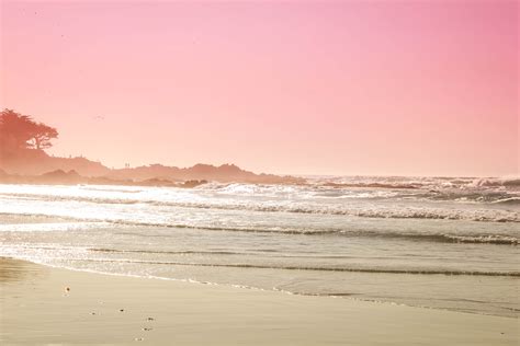 Pink Sunset Over Carmel Beach California Wallpaper Via Imwaytoobusy