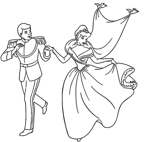 Cinderella And Prince Charming Coloring Pages Wecoloringpage