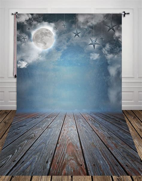 Huayi Moon Stars Thin Art Fabric Backdrop Moon Photography Background
