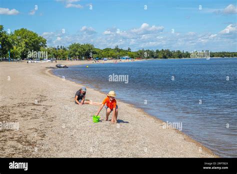 At Gimli Beach Lake Winnipeg Manitoba Canada Stock Photo Alamy