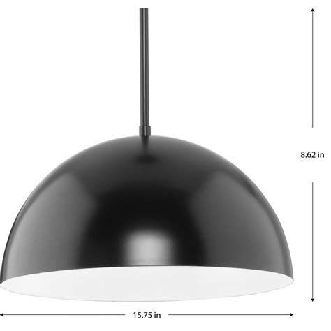Perimeter Collection One Light Matte Black Mid Century Modern Pendant With Metal Shade P500379