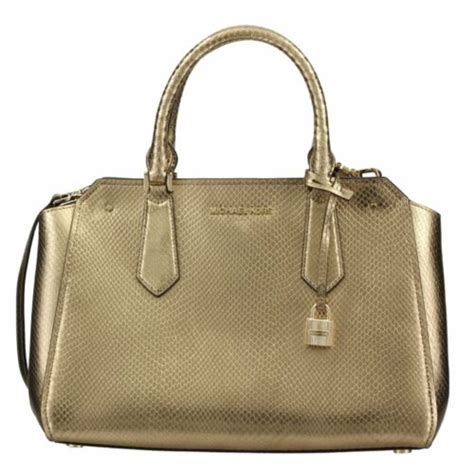 Michael Kors Hayes Large Leather Satchel Pale Gold F Gyes M Ebay