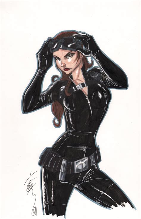 Fashion And Action Anne Hathaway As Catwoman Sketch By Tom Hodges