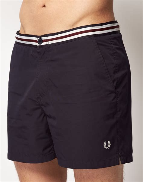 Lyst Fred Perry Fred Perry Waistband Tape Swim Shorts In Blue For Men