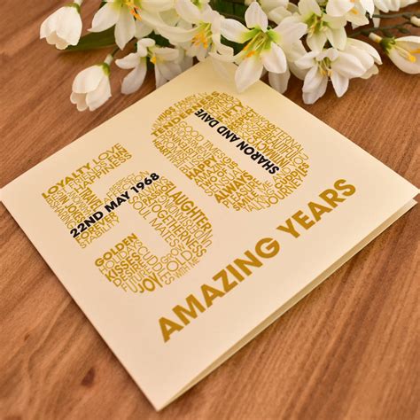 personalised golden wedding anniversary card by mrs l cards