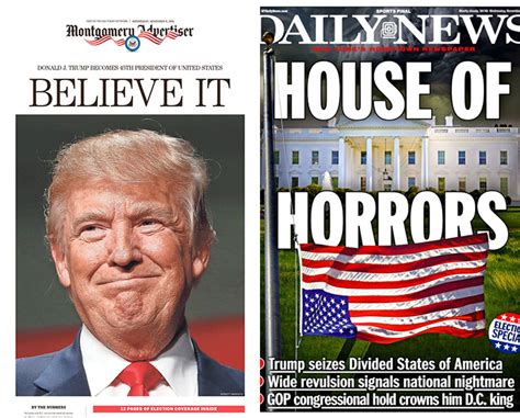 Newspaper Front Pages Day After Donald Trump Shocked America Becoming