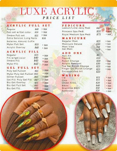 Nail Salon Price List Acrylic Nails Price Nail Prices Nail Salon Prices
