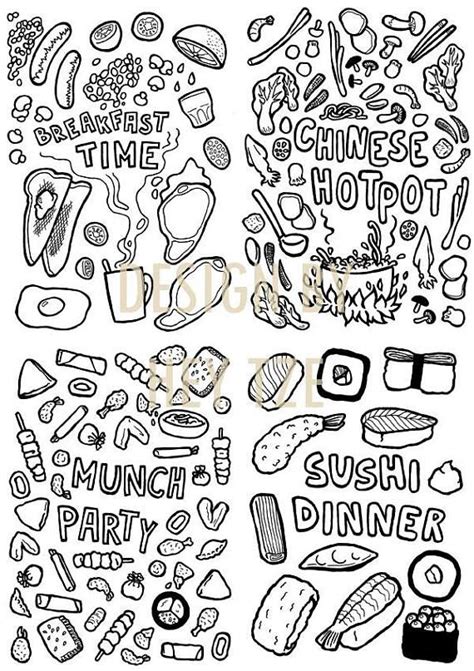 Push pack to pdf button and download pdf coloring book for free. Foodie Colouring Page sushi colouring page fast food ...