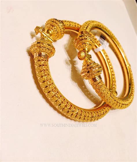 Gold Adjustable Screw Bangles South India Jewels
