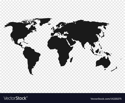 Black World Map Silhouette On Transparent Vector Image