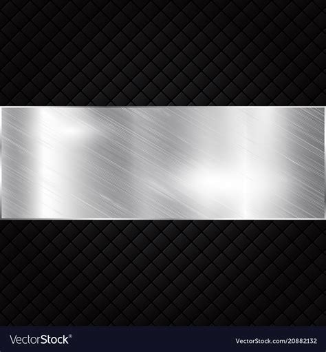 Silver Metallic Banner On Black Squares Textured Vector Image