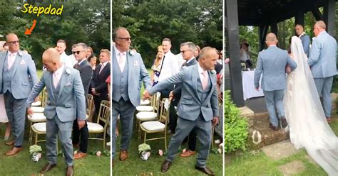 Video Stepdad Surprised When Brides Dad Grabs Him So They Can Both Walk Her Down The Aisle
