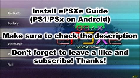 Epsxe Installation Guide Ps1 Emulator For Android Youtube